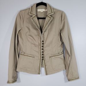 J. CREW tan chino velvet trim military blazer Sz S